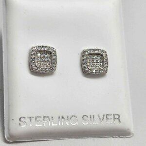 Brand New   Sterling Silver 925 Square  Design Earrings
